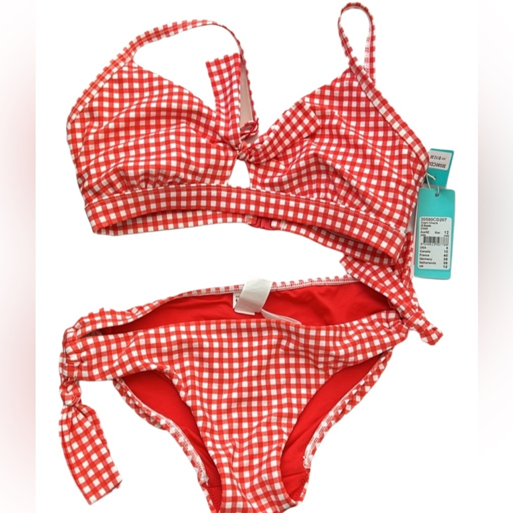 Seafolly Capri Check Bikini in Chilli Size 8 US